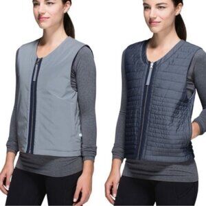 Lululemon Womens Vest Light & Bright Reversible Reflective Zip Silver Si…
